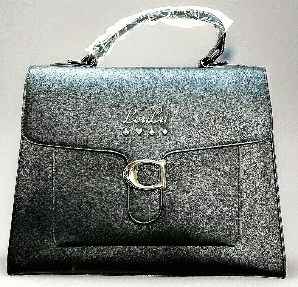 Loulu Black Retro Crossbody Handbag – Leatherette Top‑Handle Purse, Adjustable
